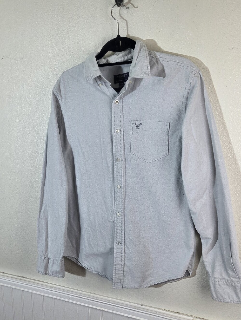 American Eagle Outfitters Shirt Mens M Athletic Fit Blue 100% Cotton Button Down